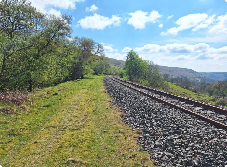 Scenic photograph of a railway line in the countryside